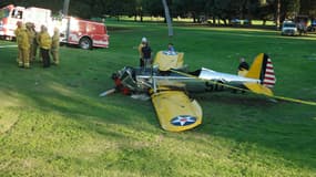 Le biplace monomoteur Ryan PT-22 que Harrison Ford a dû poser en urgence dans un golf, près de Los Angeles.