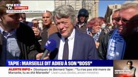 Obsèques de Bernard Tapie: pour son ami Jean-Louis Borloo, la messe a été aussi "sublime", "pudique", "généreuse que lui"