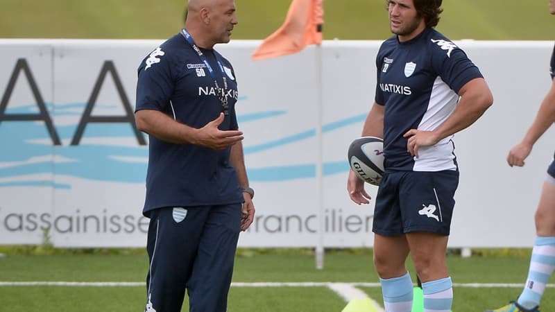Laurent Travers, le co-entraîneur du Racing, et Maxime Machenaud, le demi de mêlée