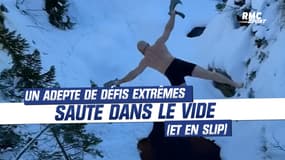   40 m de haut, eau froide... Ken Stormes, l'adepte des défis extrême (en slip) réalise le saut de la mort