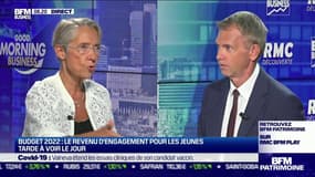 Élisabeth Borne (Ministre du Travail, de l'Emploi et de l'Insertion): "L'objectif n'est pas (de faire) un RSA jeune, de donner simplement une allocation [...] C'est un très gros chantier, le travail est en cours"