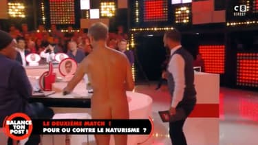 Un homme nu sur le plateau de "Balance ton post" sur C8