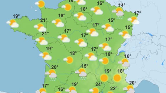 Météo du vendredi 23 mai 2025 après-midi, selon Météo-France. Météo du vendredi 23 mai 2025 après-midi, selon Météo-France.