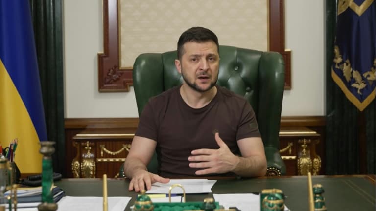 Message vidéo du président ukrainien, Volodymyr Zelensky, le 20 mars 2022 à Kiev (Photo d'illustration)