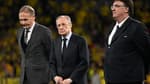 Florentino Perez, président du Real Madrid, aux côtés du dirigeant de Dortmund avant la finale de Ligue des champions, 1er juin 2024