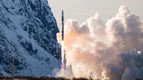 La fusée Spectrum développée par la start up allemande Isar Aerospace au décollage en Norvège avant de s'écraser, le 30 mars 2025.