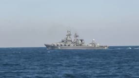 Le croiseur russe "Moskva" le 18 février 2022.