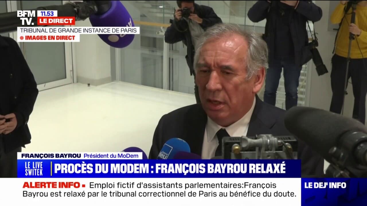 François Bayrou, Relaxé Dans L'affaire Des Assistants D'eurodéputés Du ...