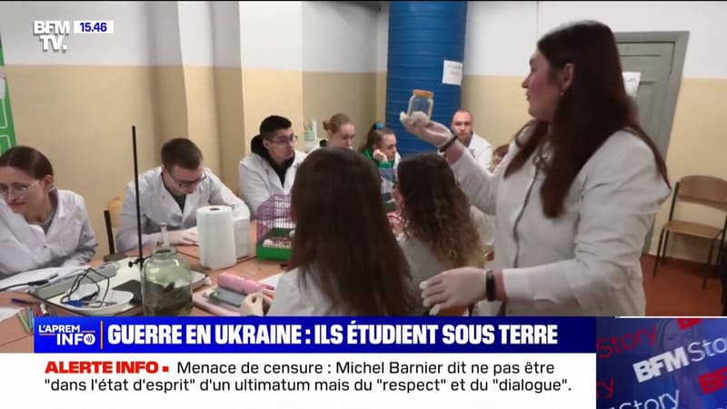 Ukraine: ces étudiants en médecine ont pris l'habitude d'assister à leurs cours dans un bunker