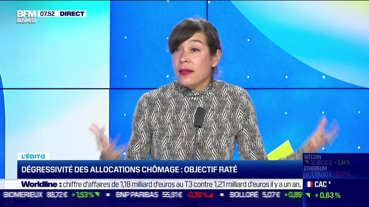 Emmanuelle Souffi Dégressivité des allocations chômage, objectif raté 25/10 Emmanuelle Souffi Dégressivité des allocations chômage, objectif raté 25/10