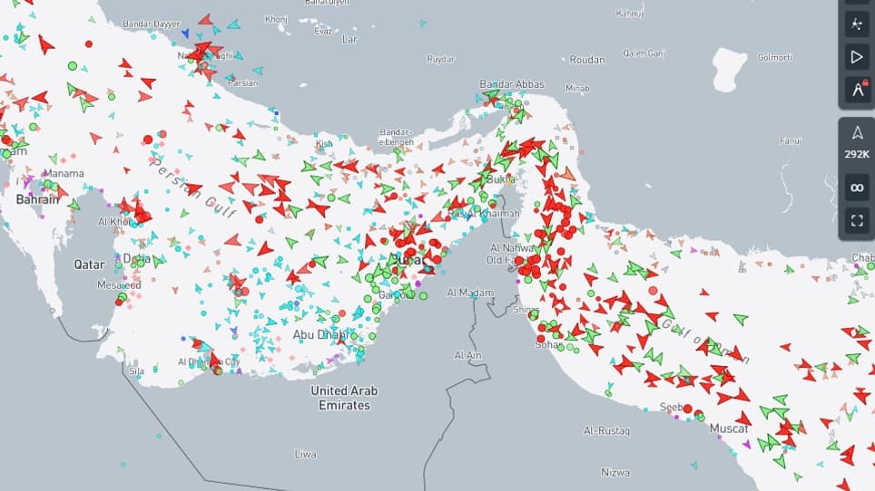 Le trafic maritime dans le détroit d'Ormuz, ce mercredi 18 juin à 17h30.