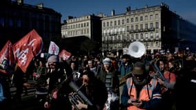 La manifestation contre les retraites le 31 janvier à Bordeaux (Gironde).