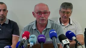 Gilles Dussault, maire de la commune de Villeneuve-de-Marc (Isère), en conférence de presse le 4 septembre 2025
