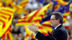 Meeting électoral d'Artur Mas, président nationaliste de la communauté autonome, à Barcelone. Au-delà de l'affirmation d'une identité culturelle, les velléités sécessionnistes de la Catalogne expriment aussi désormais une frustration croissante à l'égard