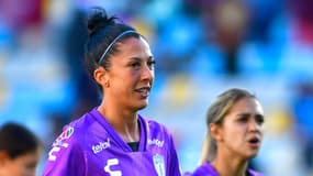 Jennifer Hermoso, le 11 septembre 2023, sous le maillot de son club de Pachuca, au Mexique, où elle est acclamée