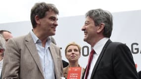 Arnaud Montebourg et Jean-Luc Mélenchon en 2011 durant la primaire socialiste.