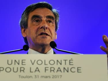 François Fillon lors d'un meeting à Toulon, le 31 mars 2017