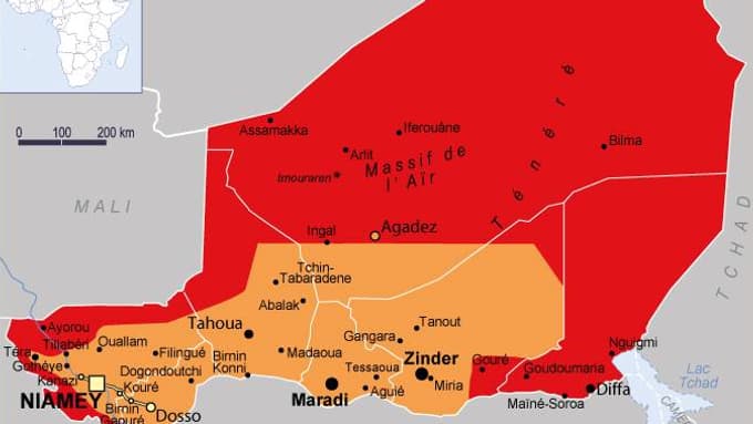 La carte du Niger sur le site du Quai d'Orsay