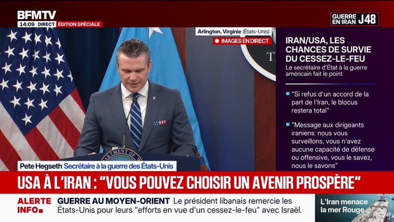 Guerre au Moyen-Orient: le secrétaire à la Défense des États-Unis "demande" au régime iranien "de faire le bon choix"