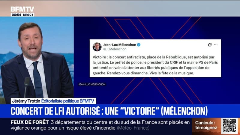 Fête de la musique: le concert de LFI place de la République à Paris autorisé par la justice administrative