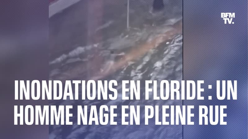 Inondations en Floride: un homme nage en pleine rue à Fort Lauderdale