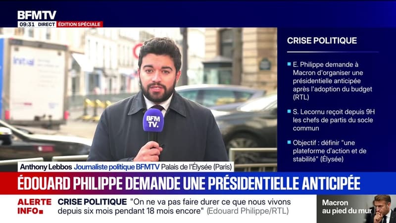Édouard Philippe appelle Emmanuel Macron à organiser une "élection présidentielle anticipée" après l'adoption d'un budget