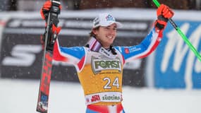 La joie de Léo Anguenot après sa belle performance sur le slalom géant d'Alta Badia (Italie), ce dimanche, en Coupe du monde de ski alpin.