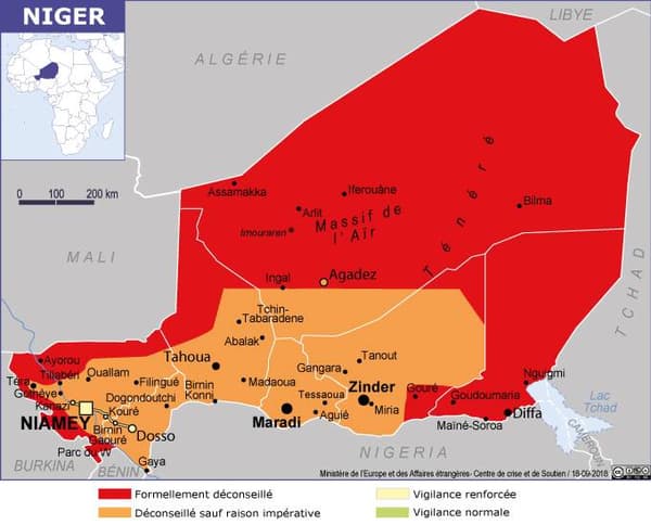 La carte du Niger sur le site du Quai d'Orsay
