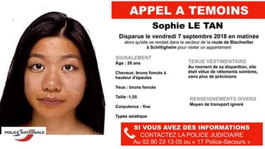 Sophie Le Tan a disparu depuis le vendredi 7 septembre au matin