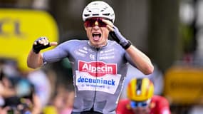 Le sprinteur belge Jasper Philipsen vainqueur de la première étape du Tour de France, 5 juillet 2025