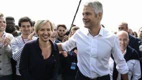 Le candidat à la présidence des Républicains Laurent Wauquiez et la première adjointe au maire de Bordeaux Virginie Calmels, le 3 septembre 2017. 