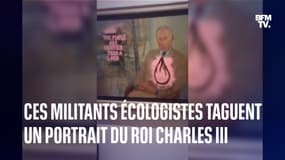  Ces militants écologistes taguent un portrait du roi Charles III 