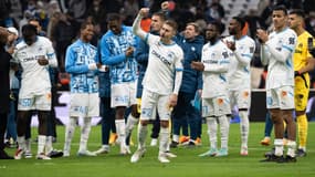 Les joueurs de l'OM après la victoire face au Havre en Ligue 1 - le 05/01/2025