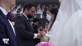 En Corée du Sud, ce mariage collectif plein de masques à cause du coronavirus