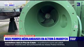 Inondations dans le Pas-de-Calais: deux pompes néerlandaises en action à Mardyck