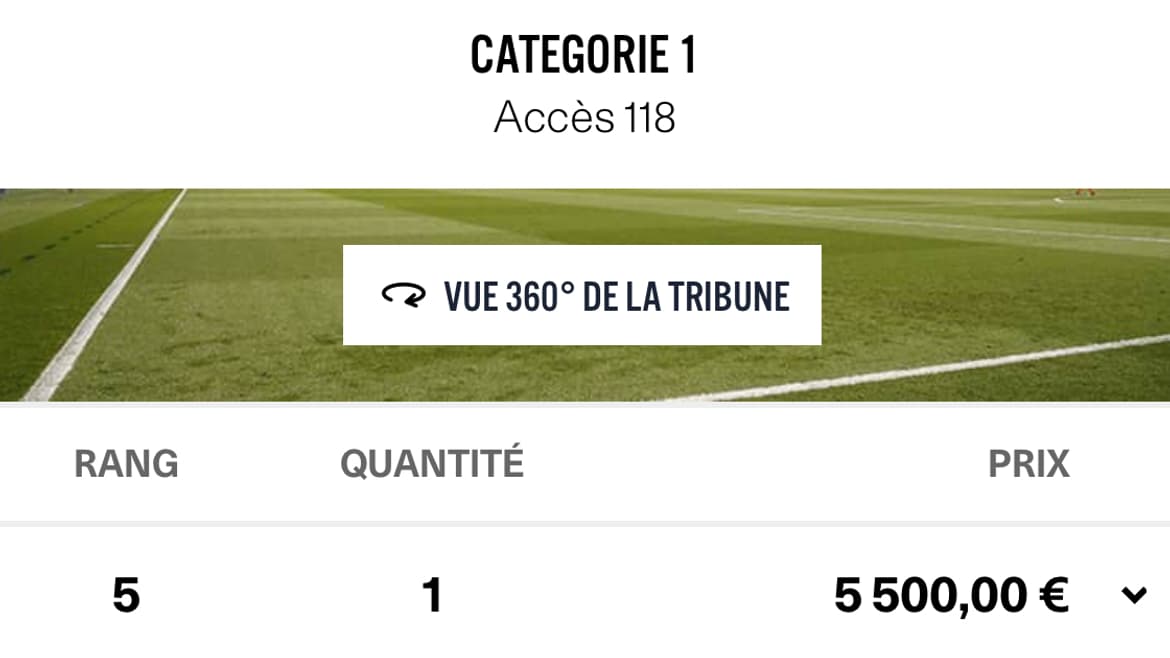 Le billet le plus cher proposé sur la plateforme Ticketplace pour la demi-finale retour de Ligue des champions contre le Borussia Dortmund