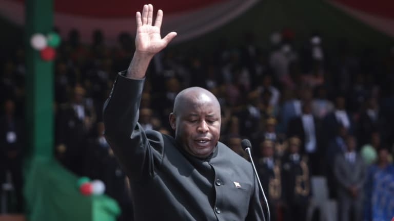 Le président burundais, Évariste Ndayishimiye lors de sa prestation de serment, le 18 juin 2020 à Gitega