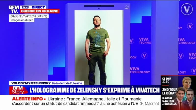 Volodymyr Zelensky s'exprime au salon Vivatech via un hologramme