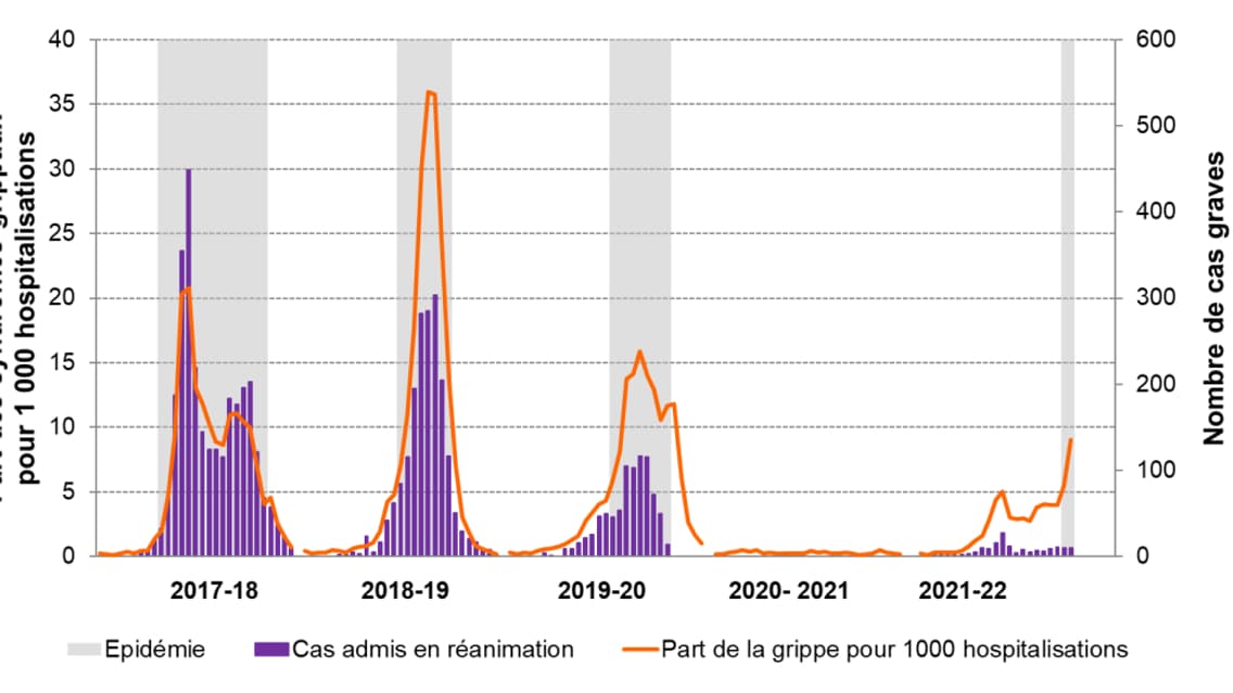 Évolution hebdomadaire des hospitalisations pour grippe en France métropolitaine sur différentes années Évolution hebdomadaire des hospitalisations pour grippe en France métropolitaine sur différentes années