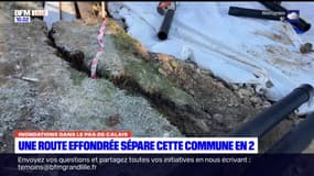 Inondations: une route effondrée sépare Rodelinghem en deux