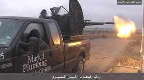 Le Ford F-250 de Jeff Olberholtzer, siglé du nom de son entreprise de plomberie, semble être maintenant dans les mains des combattants islamistes en Syrie. 