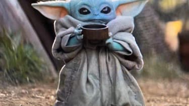 Baby Yoda Drinking Soup