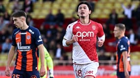 Takumi Minamino lors de Monaco-Montpellier le 3 décembre 2023