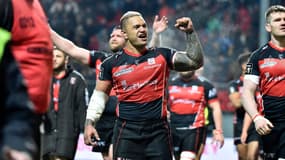 Le Néo-Zélandais d'Oyonnax Hika Elliot après la victoire face à Toulon