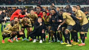 La joie des Lensois après la victoire face au PSG