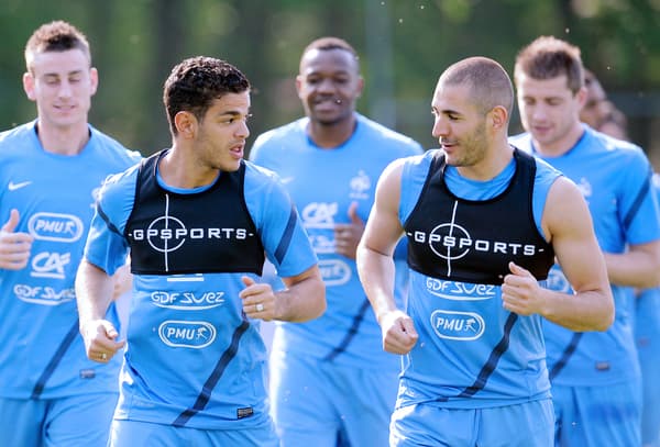 Hatem Ben Arfa et Karim Benzema lors de la préparation à l'Euro 2012