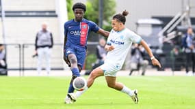 Quentin Ndjantou face à l'OM en demi-finale du championnat de France U19, le 2 juin 2024