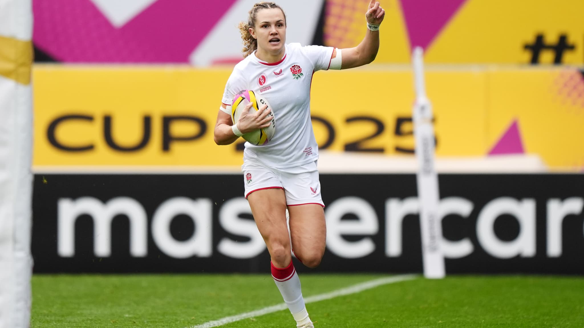 Ellie Kildunne face à la France à la Coupe du monde de rugby 2025, le 20 septembre 2025. 