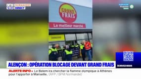 Alençon: opération blocage devant l'enseigne Grand Frais