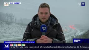 La neige s'installe sur les routes du Rhône, certains poids lourds interdits de circulation 